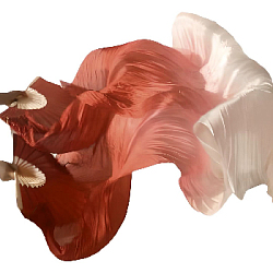 Веер-вейл для танцев 2 шт 57см х 1,5м №3, бордово-белый